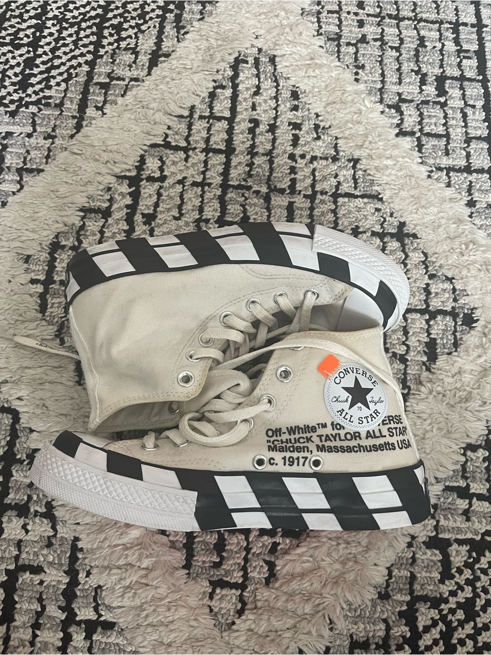 Converse Off-White x Chuck Taylor All Star Kids High Top Sneakers - Cream/Black